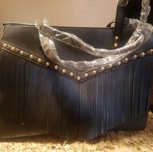 Never used fringed black handbag
